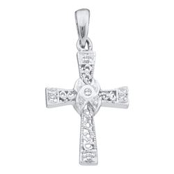 0.04 CTW Diamond Small Cross Pendant 10KT White Gold - REF-6X6Y