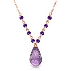 Genuine 11.50 ctw Amethyst Necklace Jewelry 14KT Rose Gold - REF-34Y7F