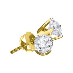 0.73 CTW Diamond Solitaire Stud Earrings 14KT Yellow Gold - REF-82X4Y