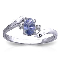 Genuine 0.46 ctw Tanzanite & Diamond Ring Jewelry 14KT White Gold - REF-31Y9F