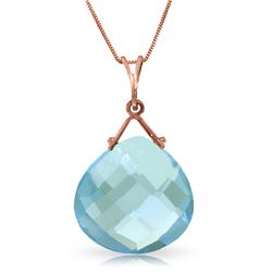 Genuine 8.5 ctw Blue Topaz Necklace Jewelry 14KT Rose Gold - REF-26X9M