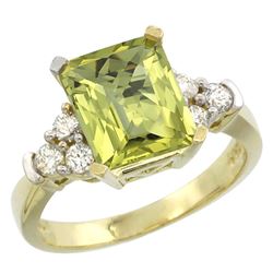 Natural 2.86 ctw lemon-quartz & Diamond Engagement Ring 10K Yellow Gold - REF-52K7R