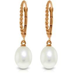 Genuine 8 ctw Pearl Earrings Jewelry 14KT Rose Gold - REF-22T5A