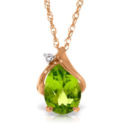 Genuine 2.13 ctw Peridot & Diamond Necklace Jewelry 14KT Rose Gold - REF-28M8T