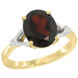 Natural 2.41 ctw Garnet & Diamond Engagement Ring 14K Yellow Gold - REF-37M3H