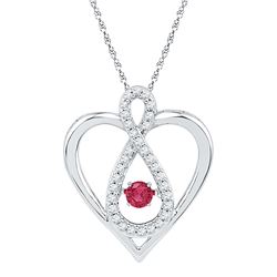 0.28 CTW Created Ruby Diamond Infinity Heart Pendant 10KT White Gold - REF-19W4K