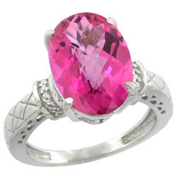 Natural 5.53 ctw Pink-topaz & Diamond Engagement Ring 14K White Gold - REF-60N3G