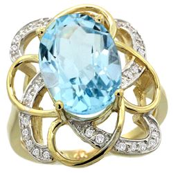 Natural 6.29 ctw blue-topaz & Diamond Engagement Ring 14K Yellow Gold - REF-51X6A