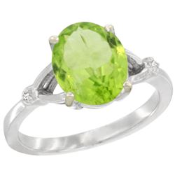 Natural 2.79 ctw Peridot & Diamond Engagement Ring 10K White Gold - REF-29W3K