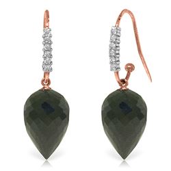 Genuine 24.68 ctw Black Spinel & Diamond Earrings Jewelry 14KT Rose Gold - REF-50K5V