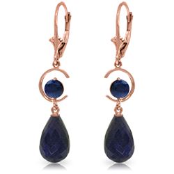 Genuine 18.6 ctw Sapphire Earrings Jewelry 14KT Rose Gold - REF-49F2Z