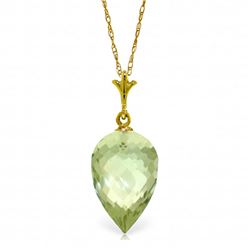 Genuine 9.5 ctw Green Amethyst Necklace Jewelry 14KT Yellow Gold - REF-21V2W