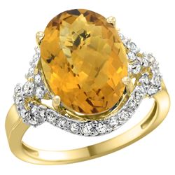 Natural 5.89 ctw quartz & Diamond Engagement Ring 14K Yellow Gold - REF-86Z5Y