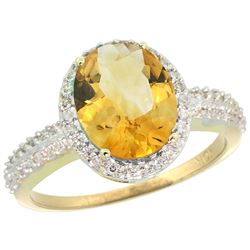 Natural 2.56 ctw Citrine & Diamond Engagement Ring 14K Yellow Gold - REF-42Y2X