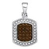 Image 1 : 0.20 CTW Cognac-brown Color Diamond Cluster Tag Pendant 10KT White Gold - REF-9M7H