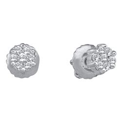 0.15 CTW Diamond Flower Screwback Stud Earrings 14k White Gold - REF-16F4N