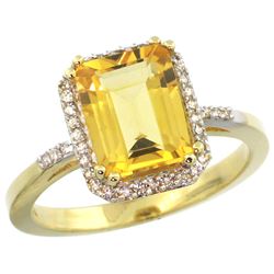 Natural 2.63 ctw Citrine & Diamond Engagement Ring 14K Yellow Gold - REF-42K8R