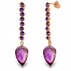 Genuine 22.1 ctw Amethyst Earrings Jewelry 14KT Rose Gold - REF-69T2A