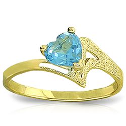 Genuine 0.95 ctw Blue Topaz Ring Jewelry 14KT Yellow Gold - REF-36R3P