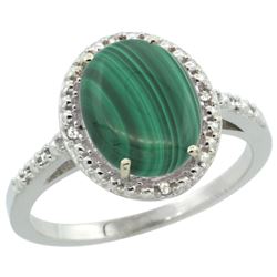 Natural 2.77 ctw Malachite & Diamond Engagement Ring 10K White Gold - REF-23W2K