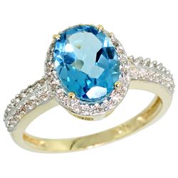 Natural 1.91 ctw Swiss-blue-topaz & Diamond Engagement Ring 10K Yellow Gold - REF-31N7G