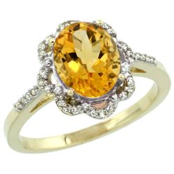 Natural 1.85 ctw Citrine & Diamond Engagement Ring 10K Yellow Gold - REF-29R3Z