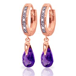 Genuine 2.53 ctw Amethyst & Diamond Earrings Jewelry 14KT Rose Gold - REF-58A2K