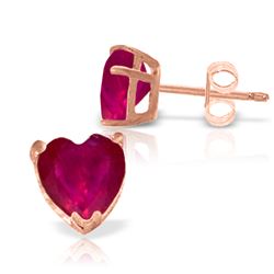 Genuine 2.9 ctw Ruby Earrings Jewelry 14KT Rose Gold - REF-27W6Y