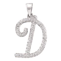 0.17 CTW Diamond Cursive Letter D Pendant 10KT White Gold - REF-11M2H