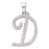 Image 1 : 0.17 CTW Diamond Cursive Letter D Pendant 10KT White Gold - REF-11M2H