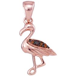 0.01 CTW Red Color Diamond Flamingo Bird Animal Pendant 10KT Rose Gold - REF-5F2N