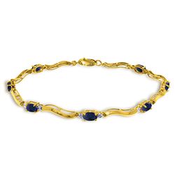 Genuine 2.01 ctw Sapphire & Diamond Bracelet Jewelry 14KT Yellow Gold - REF-82M3T