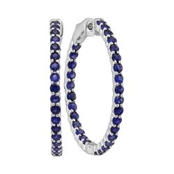 3.75 CTW Blue Sapphire In/Out Hoop Earrings 14KT White Gold - REF-89Y9X