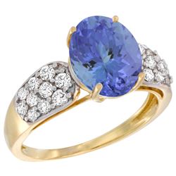 Natural 2.74 ctw tanzanite & Diamond Engagement Ring 14K Yellow Gold - REF-104F9N