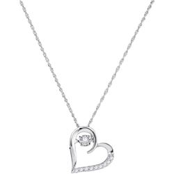 0.14 CTW Moving Twinkle Diamond Heart Love Pendant 10KT White Gold - REF-18Y2X