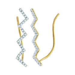 0.15 CTW Diamond Zig Zag Climber Earrings 10KT Yellow Gold - REF-10H5M