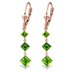 Genuine 4.79 ctw Peridot Earrings Jewelry 14KT Rose Gold - REF-36N8R