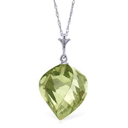 Genuine 13 ctw Green Amethyst Necklace Jewelry 14KT White Gold - REF-28M2T