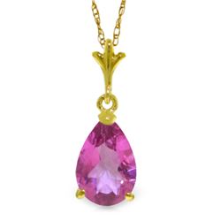 Genuine 1.50 ctw Pink Topaz Necklace Jewelry 14KT Yellow Gold - REF-20A3K