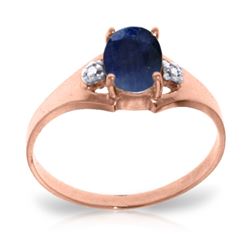 Genuine 1.26 ctw Sapphire & Diamond Ring Jewelry 14KT Rose Gold - REF-26M2T