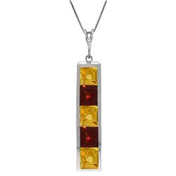 Genuine 2.25 ctw Citrine & Garnet Necklace Jewelry 14KT White Gold - REF-36M9T