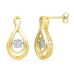 0.05 CTW Diamond Cluster Teardrop Stud Earrings 10KT Yellow Gold - REF-34Y4X