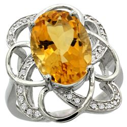 Natural 5.59 ctw citrine & Diamond Engagement Ring 14K White Gold - REF-59R6Z