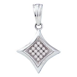 0.05 CTW Diamond Diagonal Kite Square Cluster Pendant 10KT White Gold - REF-8W9K