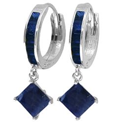 Genuine 4.2 ctw Sapphire Earrings Jewelry 14KT White Gold - REF-70R3P