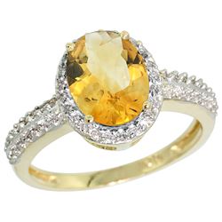 Natural 1.91 ctw Citrine & Diamond Engagement Ring 14K Yellow Gold - REF-41N3G