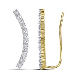 0.75 CTW Diamond Climber Earrings 10KT Yellow Gold - REF-59N9F