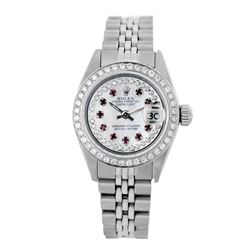 Rolex Pre-owned 26mm Womens Custom String White MOP Stainless Steel - REF-480H3N