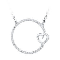 0.20 CTW Diamond Circle Heart Pendant 10KT White Gold - REF-25N4F