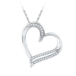 0.16 CTW Diamond Heart Love Pendant 10KT White Gold - REF-18X2Y